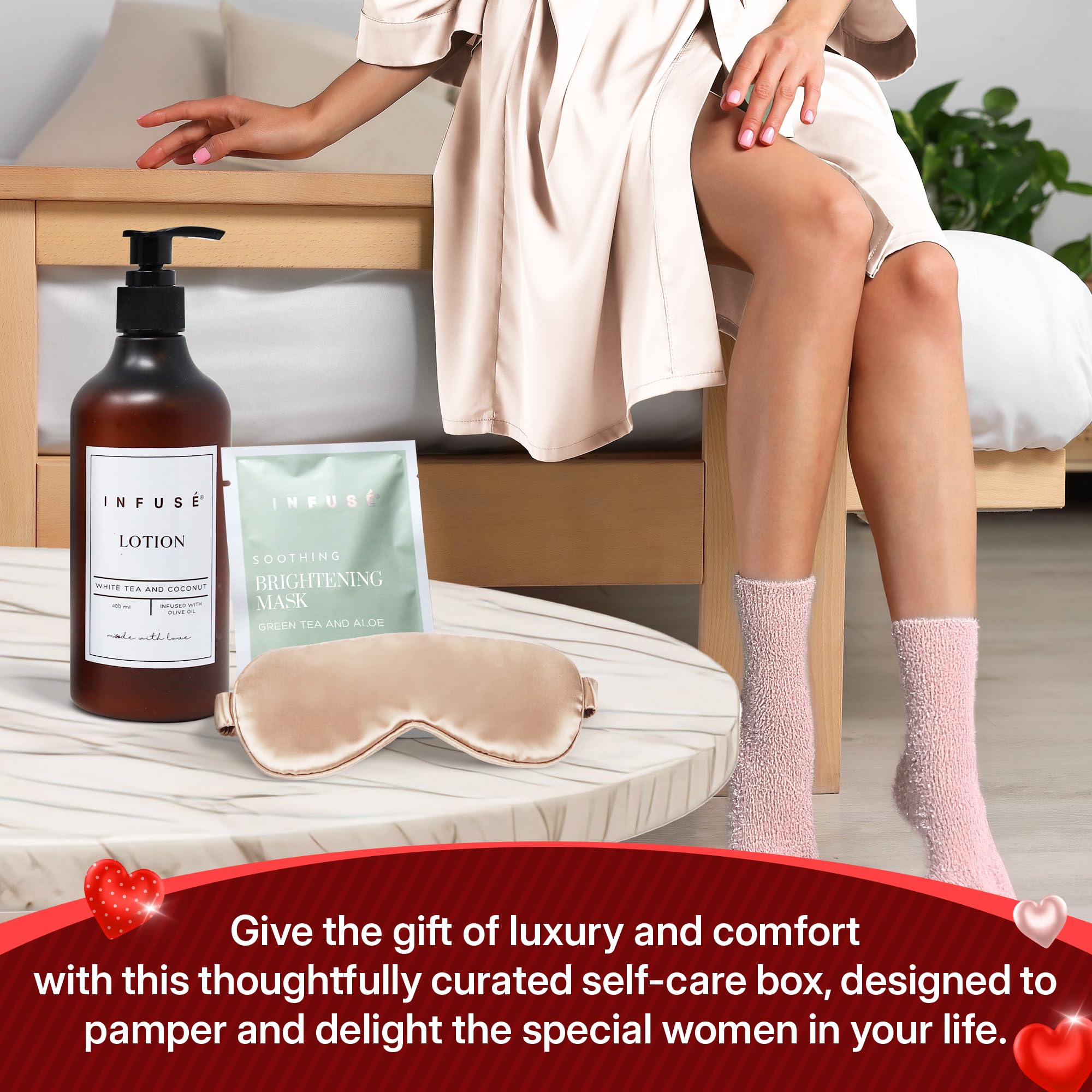 INFUSÉ 10-Piece Spa Gift Box for Women | Eye Mask, Bath Bombs, Face Masks & More