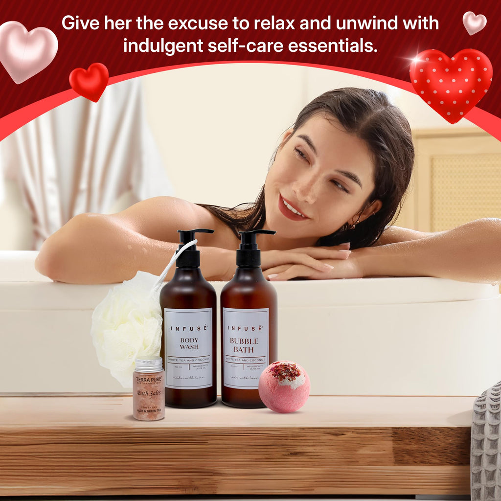 INFUSÉ 10-Piece Spa Gift Box for Women | Eye Mask, Bath Bombs, Face Masks & More