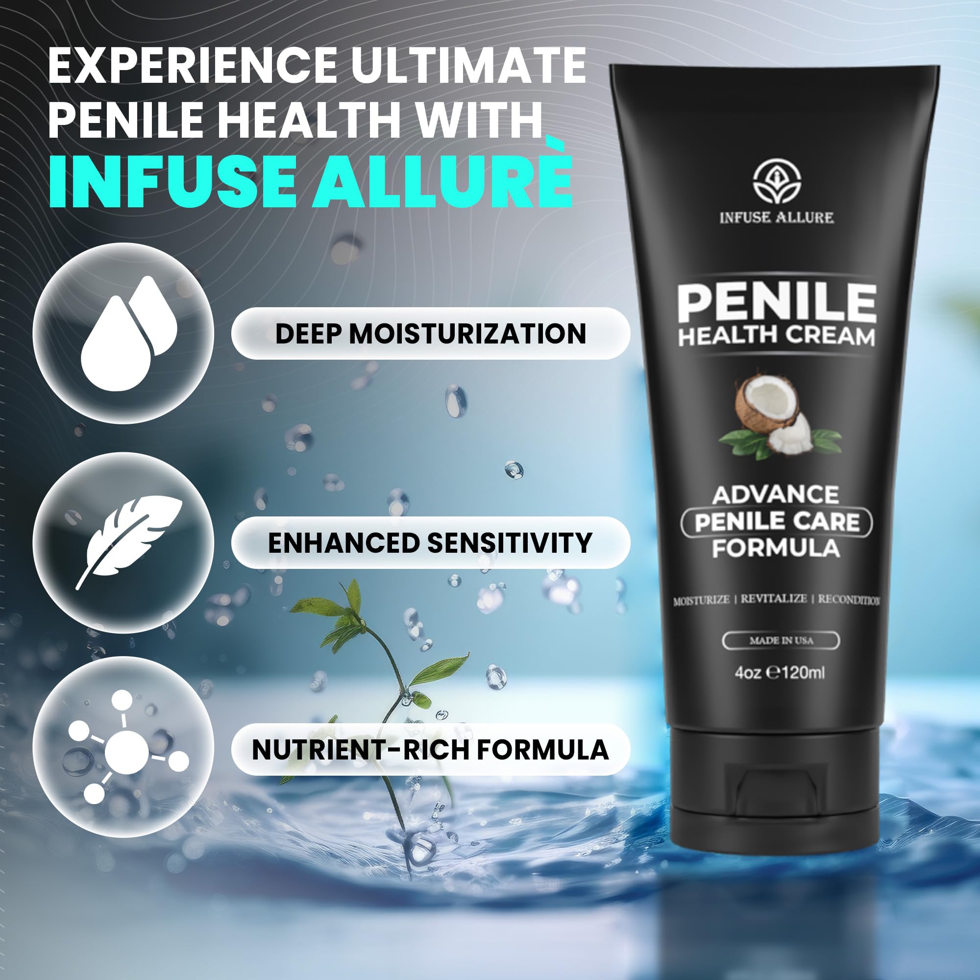 Infuse Allurè Happy Men’s Comfort Hydrating Cream – Daily Moisturizer, Non-Greasy, Vitamin-Enriched 4oz