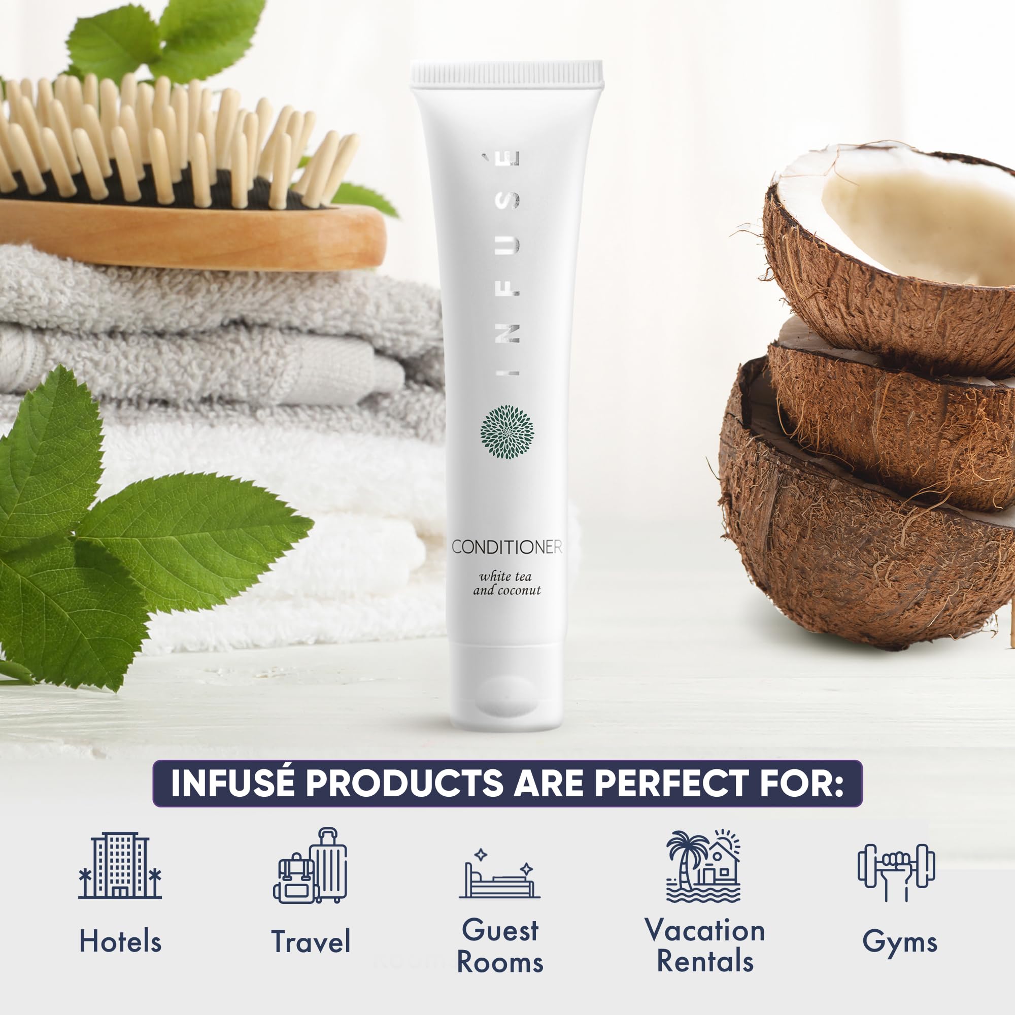 INFUSÉ Travel Size Hotel Conditioner – 200 Count, 1 oz Bottles for Hotels & Vacation Rentals