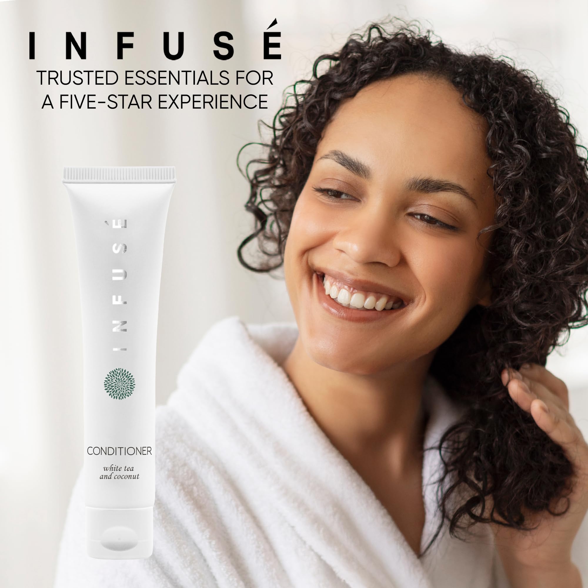 INFUSÉ Travel Size Hotel Conditioner – 200 Count, 1 oz Bottles for Hotels & Vacation Rentals