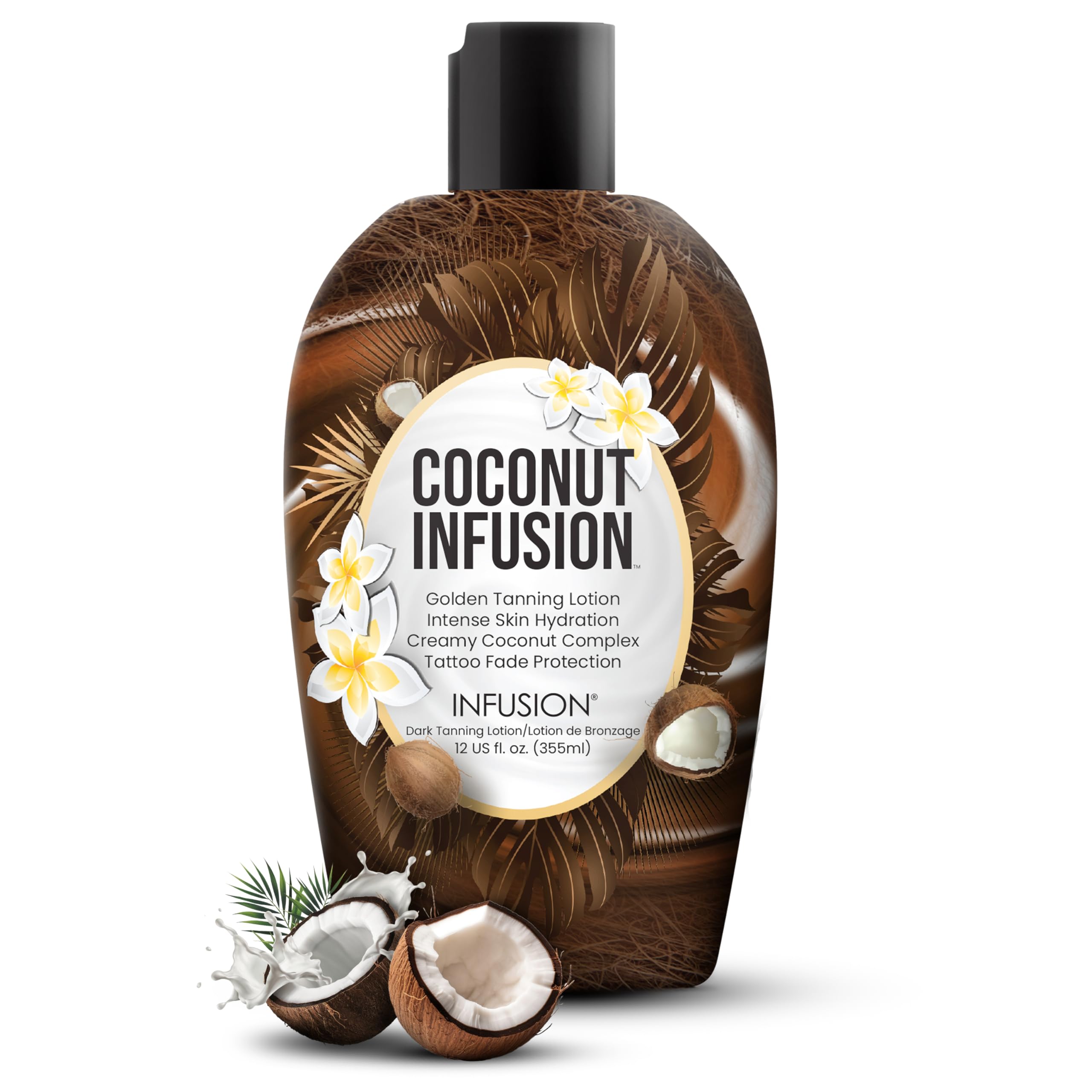 Infusion Coconut Infusion Tanning Lotion – Indoor & Outdoor Tan Accelerator, Hydrating, No Bronzer, Safe for Face, Body, and Tattoos