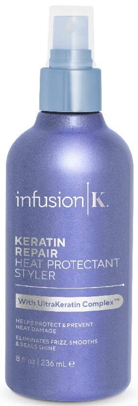 Infusion K Heat Protectant Styler with UltraKeratin Complex – Color Safe, USA Made (8 oz) Pack of 2