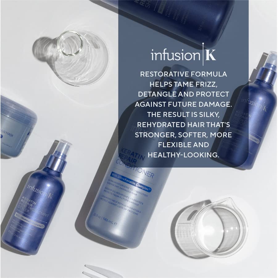 Infusion K Intense Repair Conditioner with Rosehip & UltraKeratin Complex | Deep Hydration & Strength for Damaged Hair | Color Safe, Paraben & Sulfate Free | USA Made 32 oz