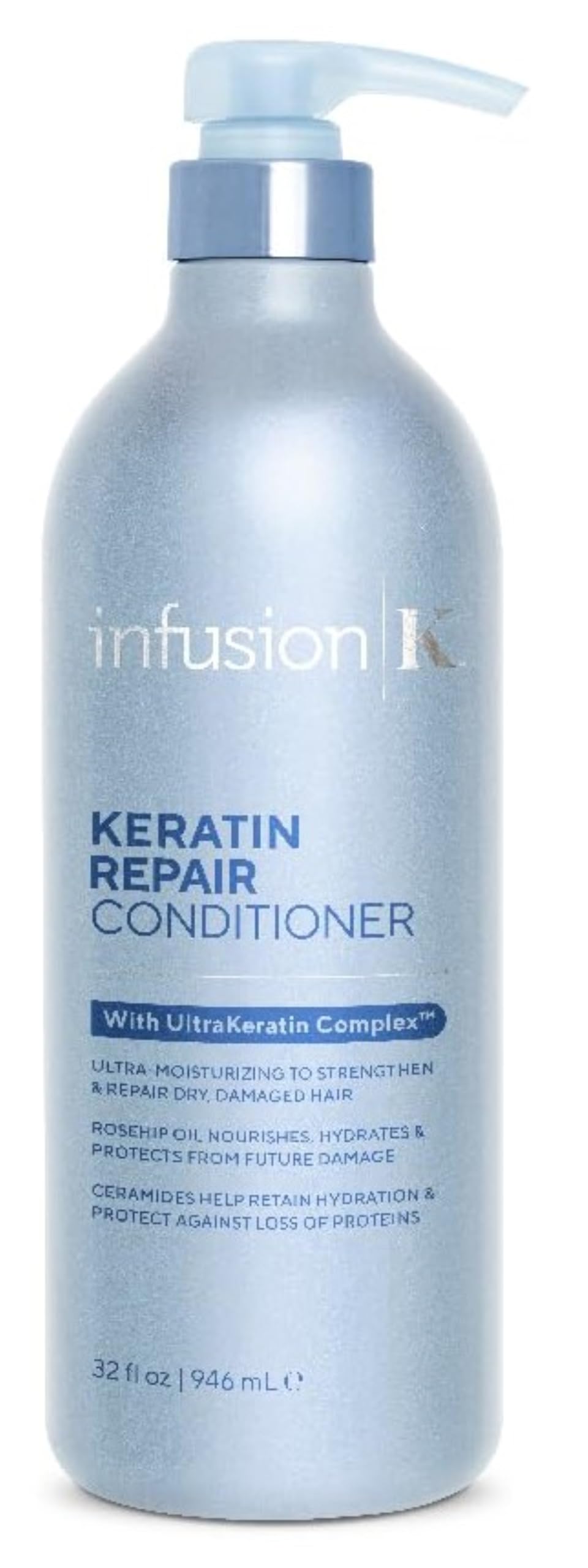 Infusion K Intense Repair Conditioner with Rosehip & UltraKeratin Complex | Deep Hydration & Strength for Damaged Hair | Color Safe, Paraben & Sulfate Free | USA Made 32 oz