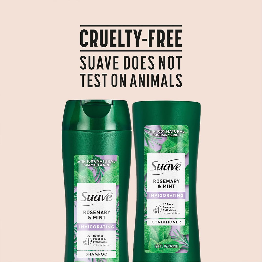 Suave Shampoo and Conditioner, Rosemary & Mint – Invigorating Formula with 100% Natural Essential Oils, 12.6 Oz Ea