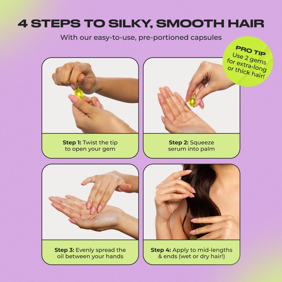 INH Hair Gloss Gems – Lightweight Hair Oil Capsules for Shine, Frizz Control, and Fragrance (35 Capsules)