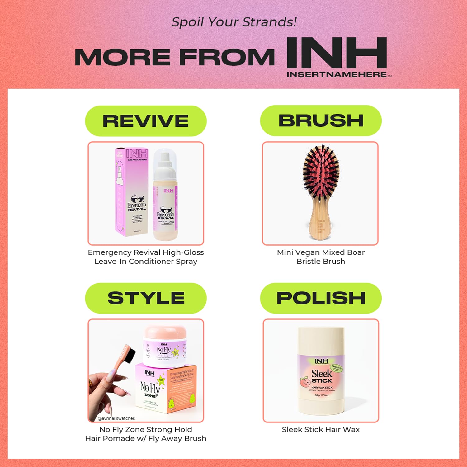 INH Hair Mascara for Flyaways – Travel-Size Finishing Stick with Charm Keychain | Peach 8ml