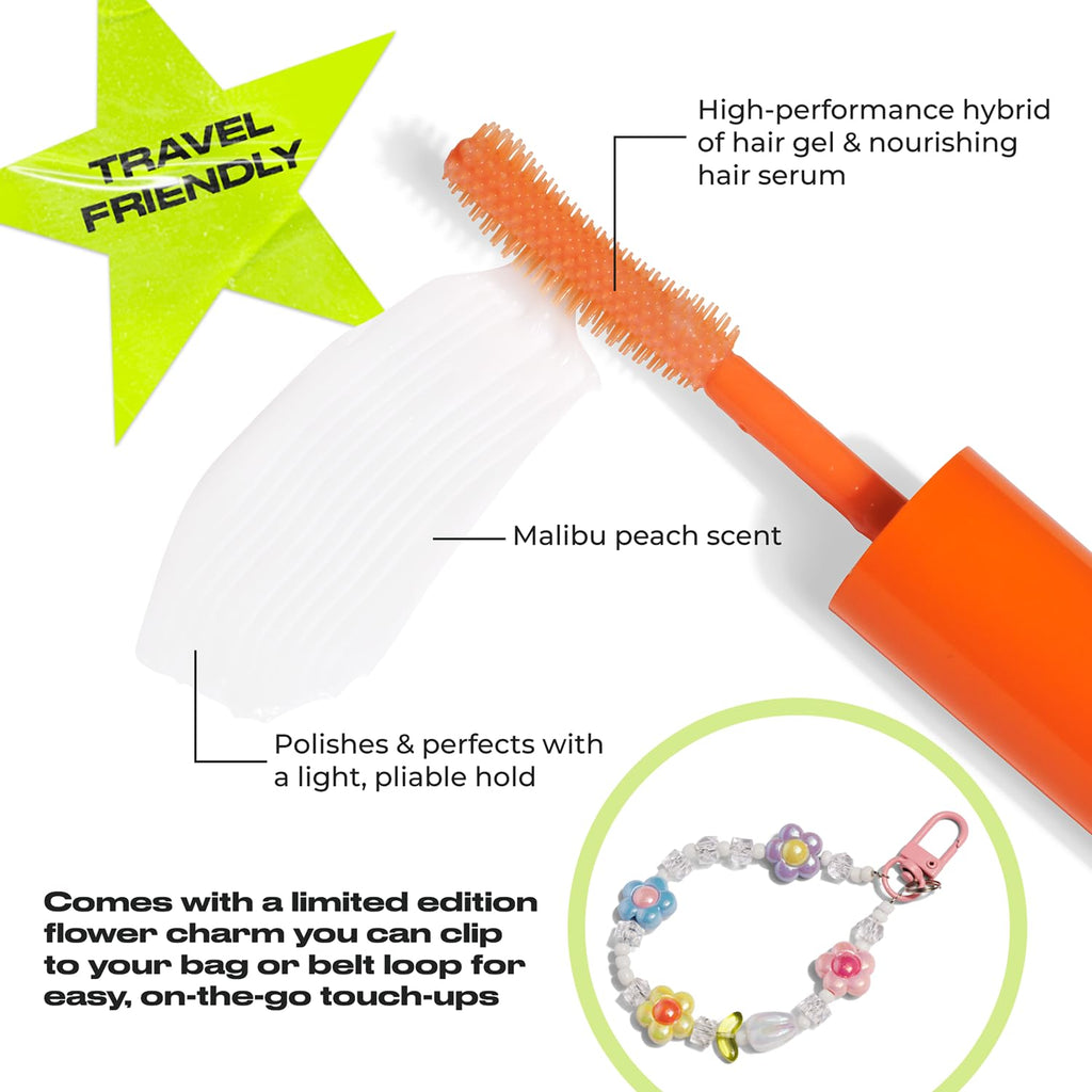 INH Hair Mascara for Flyaways – Travel-Size Finishing Stick with Charm Keychain | Peach 8ml