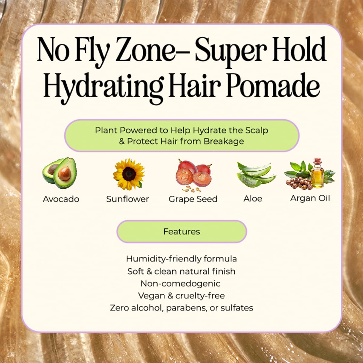 INH Hair Pomade for Flyaways – Water-Based, Strong Hold, Sweat-Proof | Glossy Finish, 2oz