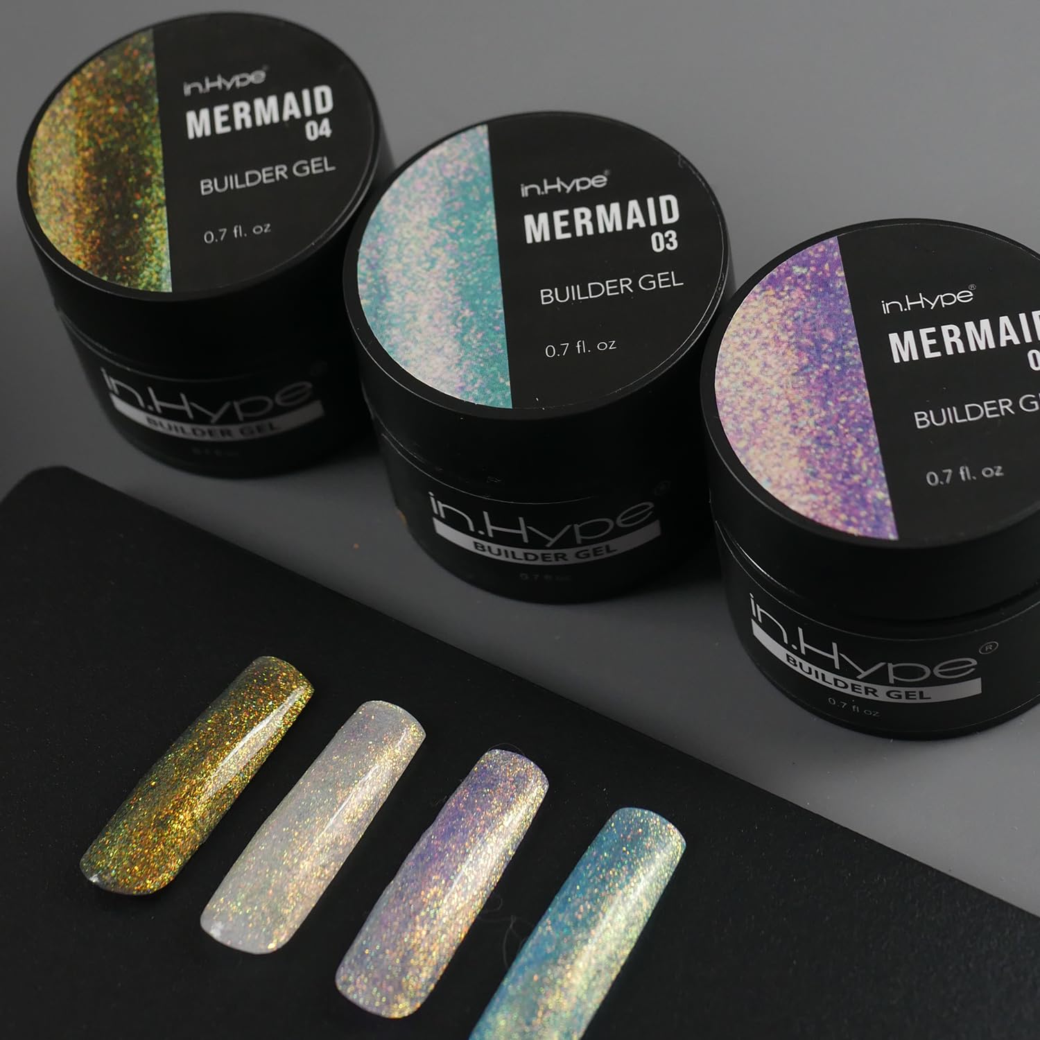 IN.HYPE Hard Builder Gel - Nail Overlays & Extensions with Mermaid Chameleon Sparkle