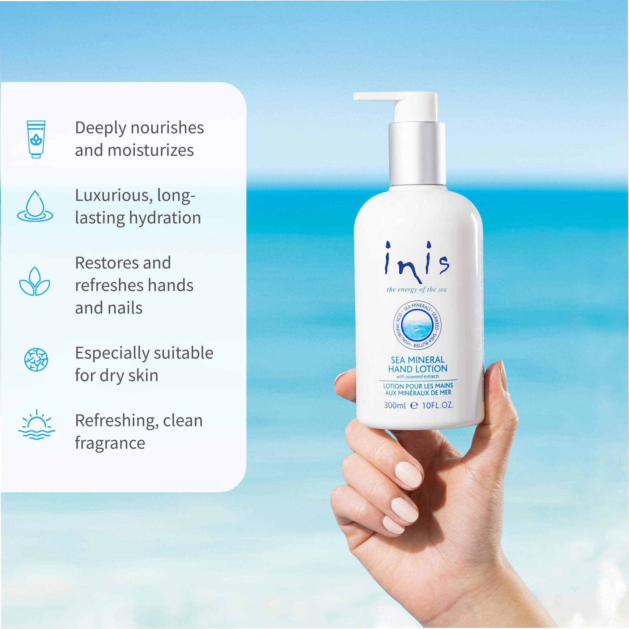 Inis the Energy of the Sea Mineral Hand Lotion, 10 Fluid Ounce – Hydration, Fast-Absorbing, Paraben Free