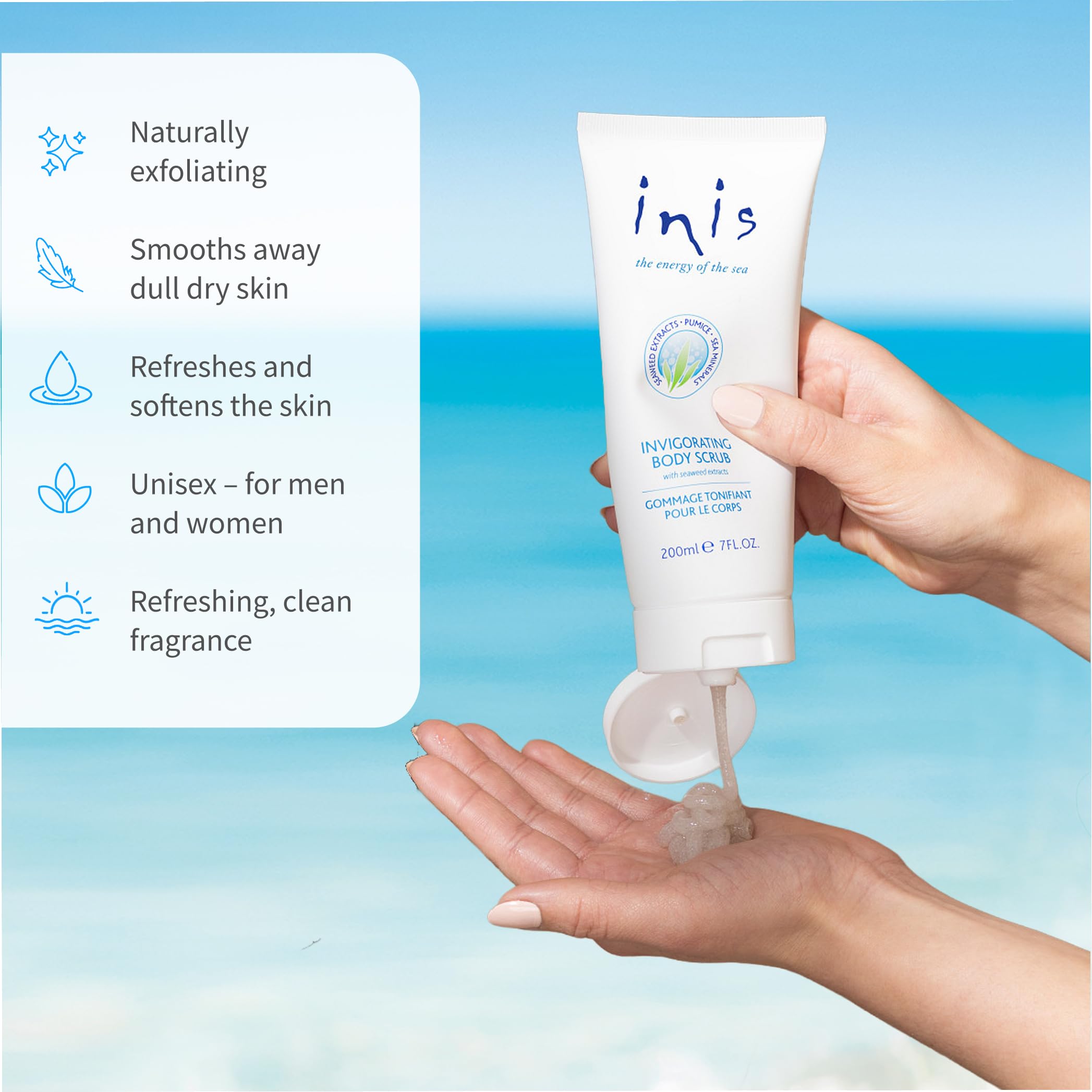 Inis the Energy of the Sea Scented Body Scrub - Exfoliating Pumice & Seaweed, 7oz