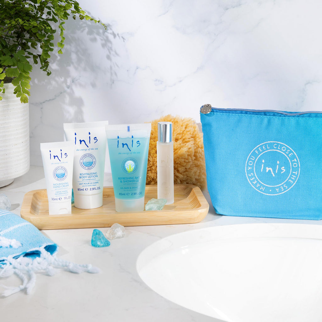 Inis Voyager Gift Set – Travel-Size Body Wash, Lotion, Hand Cream & Unisex Cologne
