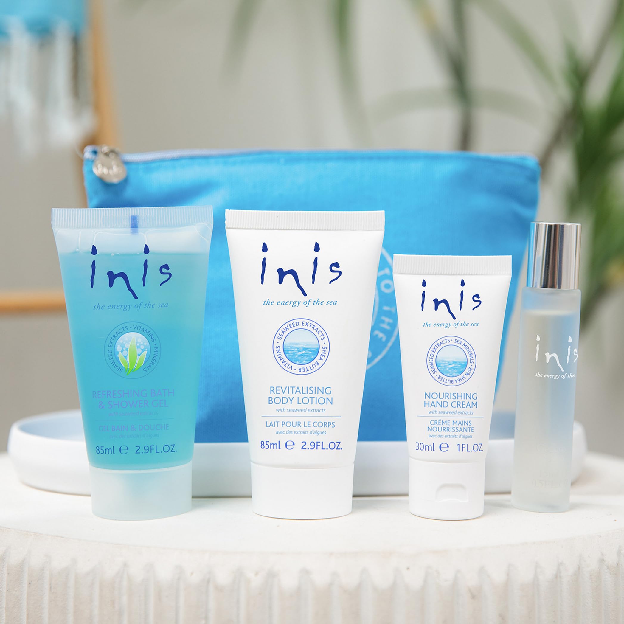 Inis Voyager Gift Set – Travel-Size Body Wash, Lotion, Hand Cream & Unisex Cologne