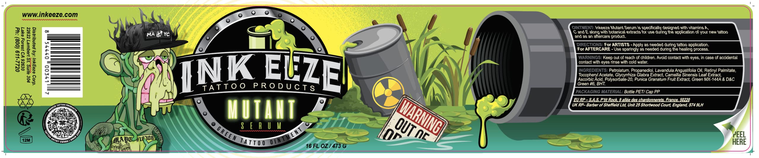 INK-EEZE Mutant Serum Green Tattoo Ointment – Limited Edition NFT, 16oz