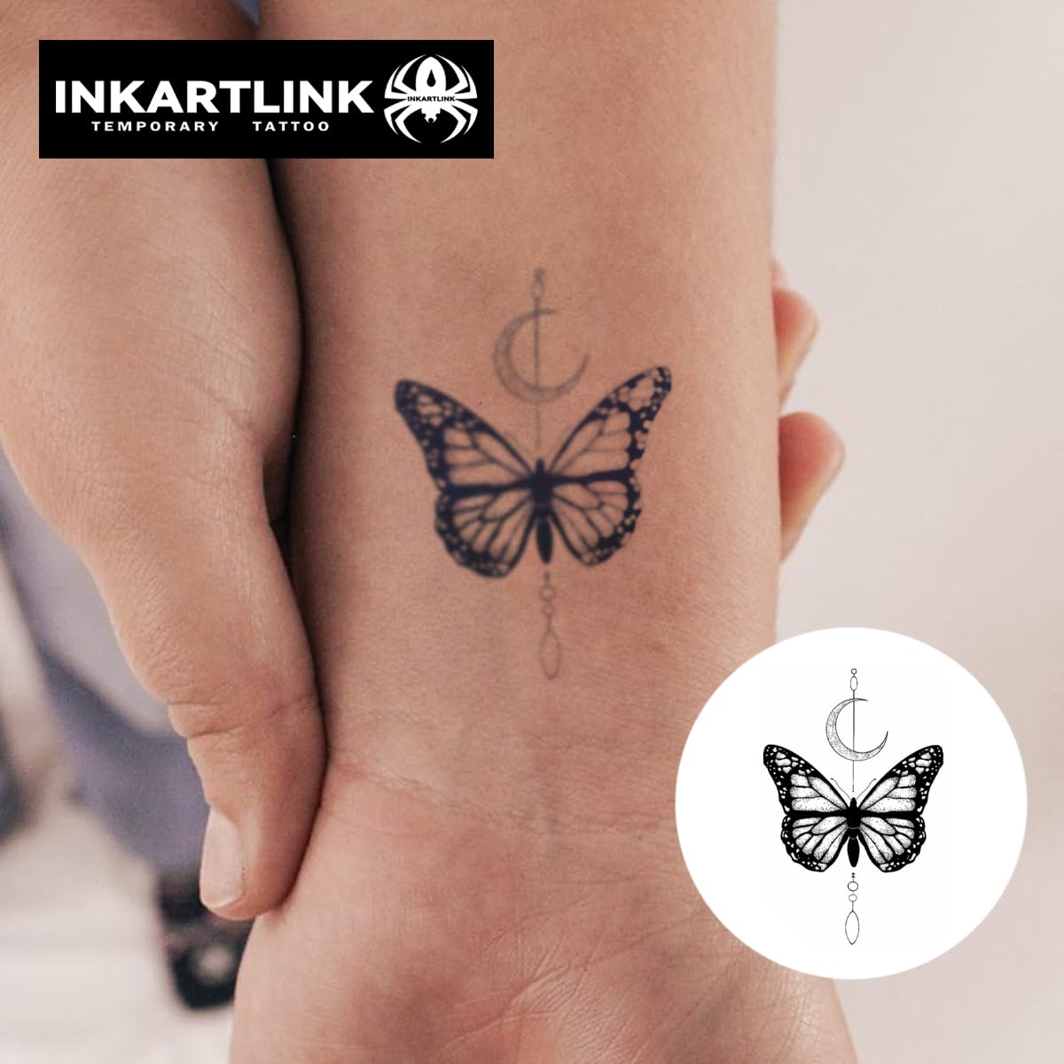 INKARTLINK Semi Permanent Tattoos – Realistic, Waterproof, 3 Sheets (Butterfly)