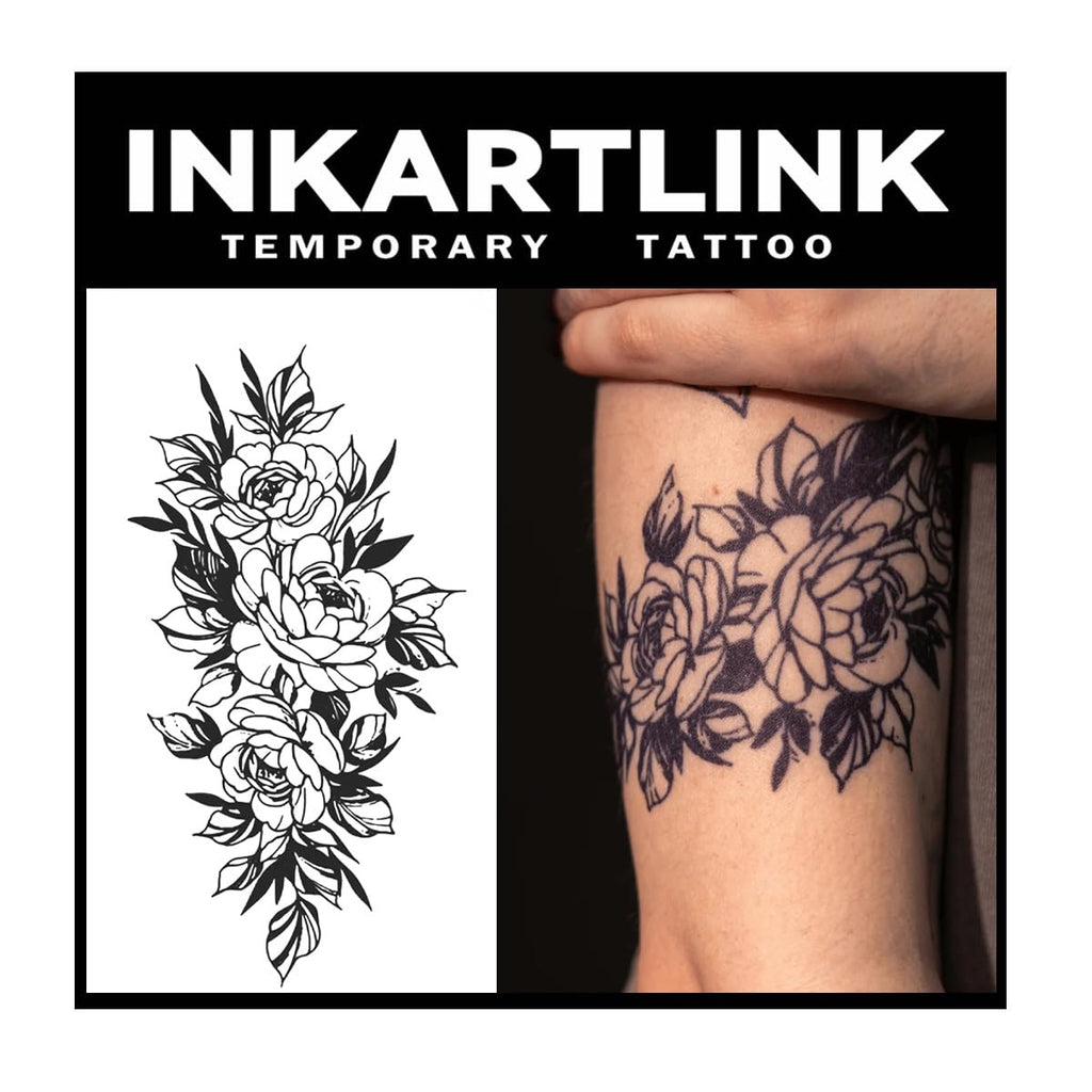 INKARTLINK 2 Sheets Extra Large Semi-Permanent Tattoos – Blooming Cascade, Waterproof & Realistic