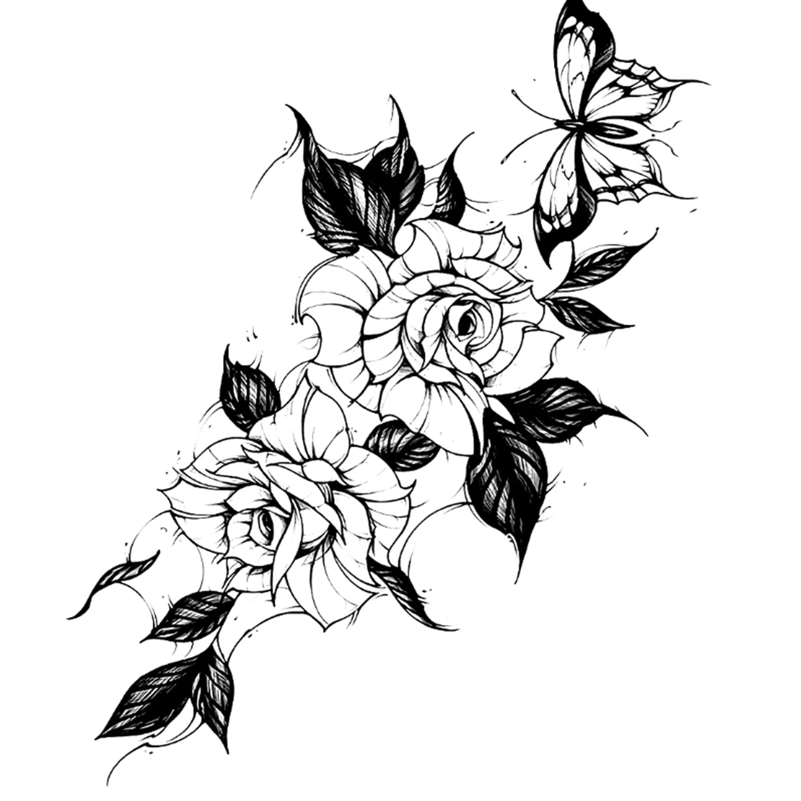 INKARTLINK Tattoo Tech Flower Design — Semi-Permanent Tattoos, Waterproof, Realistic, 1-2 Weeks