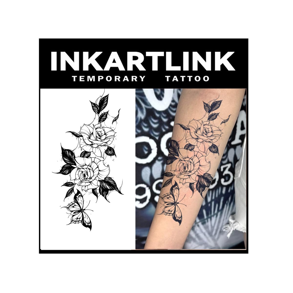 INKARTLINK Tattoo Tech Flower Design — Semi-Permanent Tattoos, Waterproof, Realistic, 1-2 Weeks