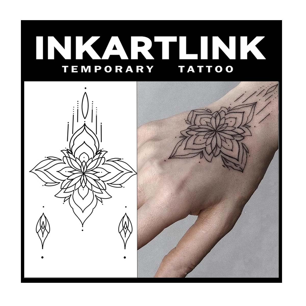 INKARTLINK Temporary Tattoos - 2 Sheets, Realistic & Waterproof, Lasts 1-2 Weeks