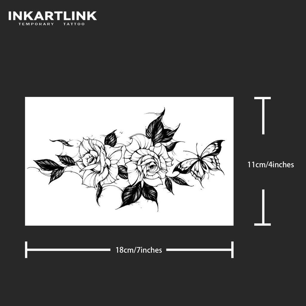 INKARTLINK Tattoo Tech Flower Design — Semi-Permanent Tattoos, Waterproof, Realistic, 1-2 Weeks