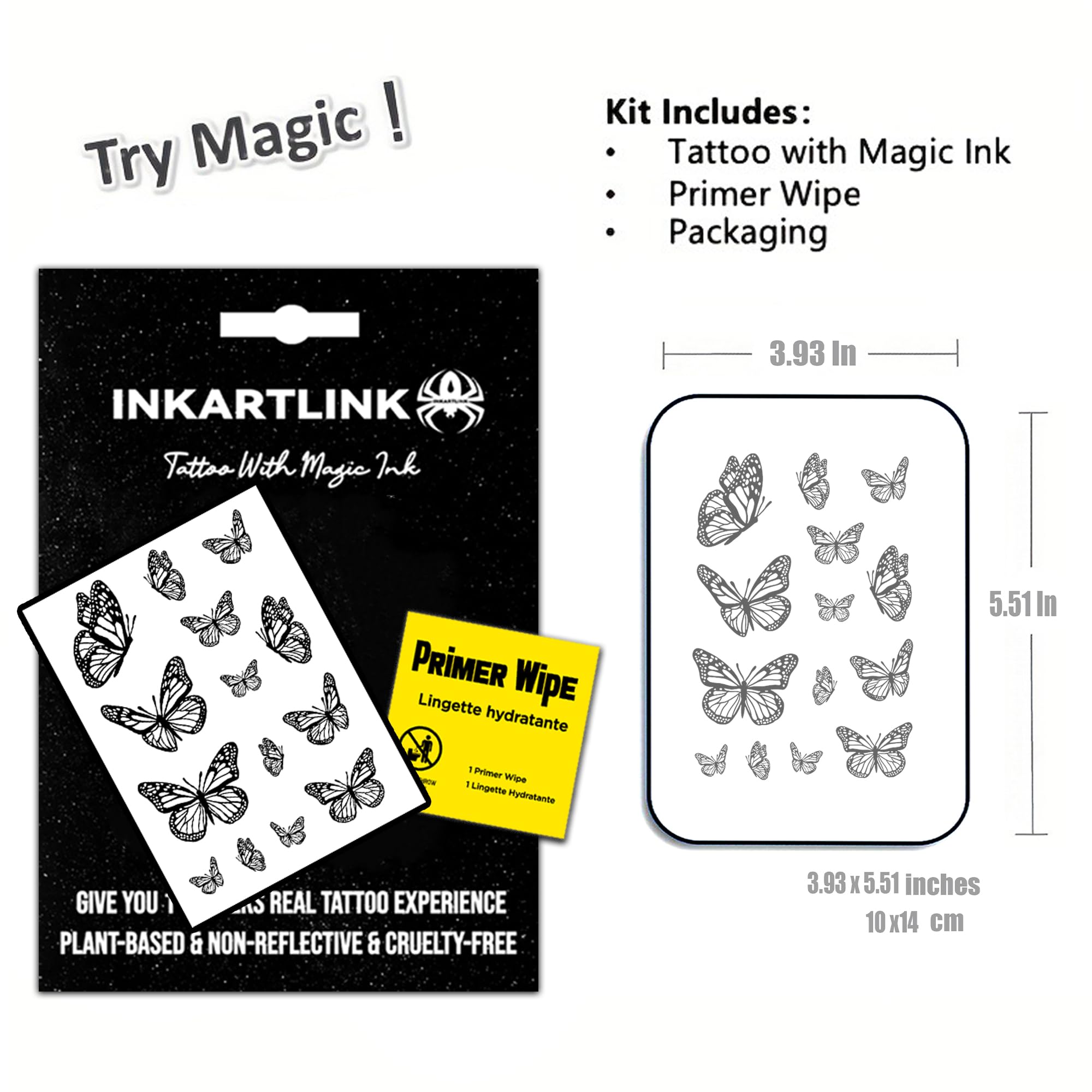 INKARTLINK Semi-Permanent Butterfly Tattoo — Realistic & Waterproof