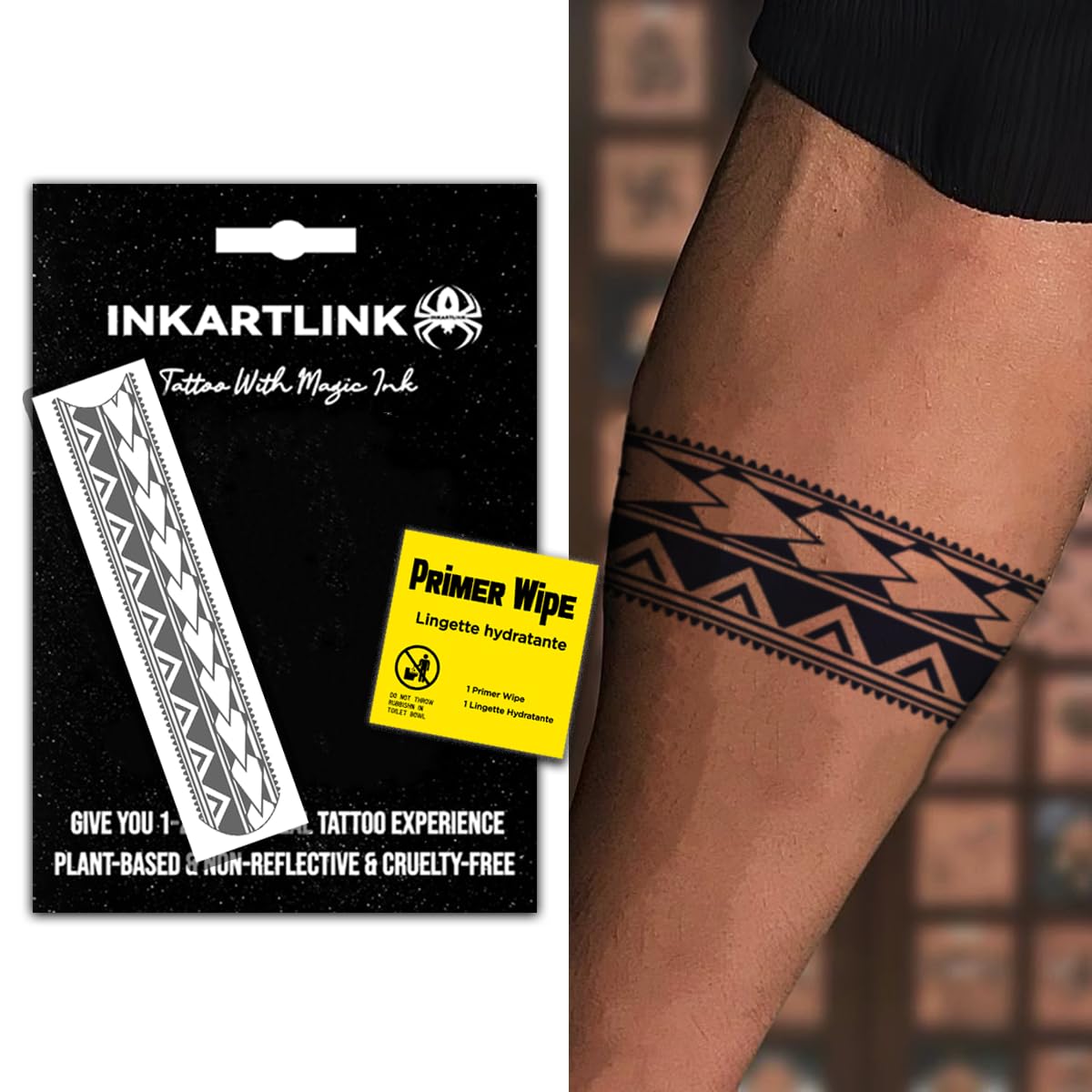 INKARTLINK Semi-Permanent Tattoo Armband 6 – Realistic, Waterproof, Non-Reflective
