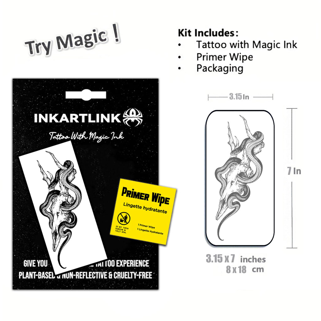 INKARTLINK Snake 4 Semi-Permanent Tattoos | Realistic, Waterproof Temporary Snake Design