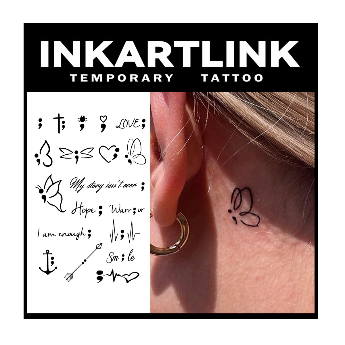 INKARTLINK Tattoo Tech – Realistic Semi-Permanent Tattoos (2 Sheets) – 1-2 Weeks, Waterproof