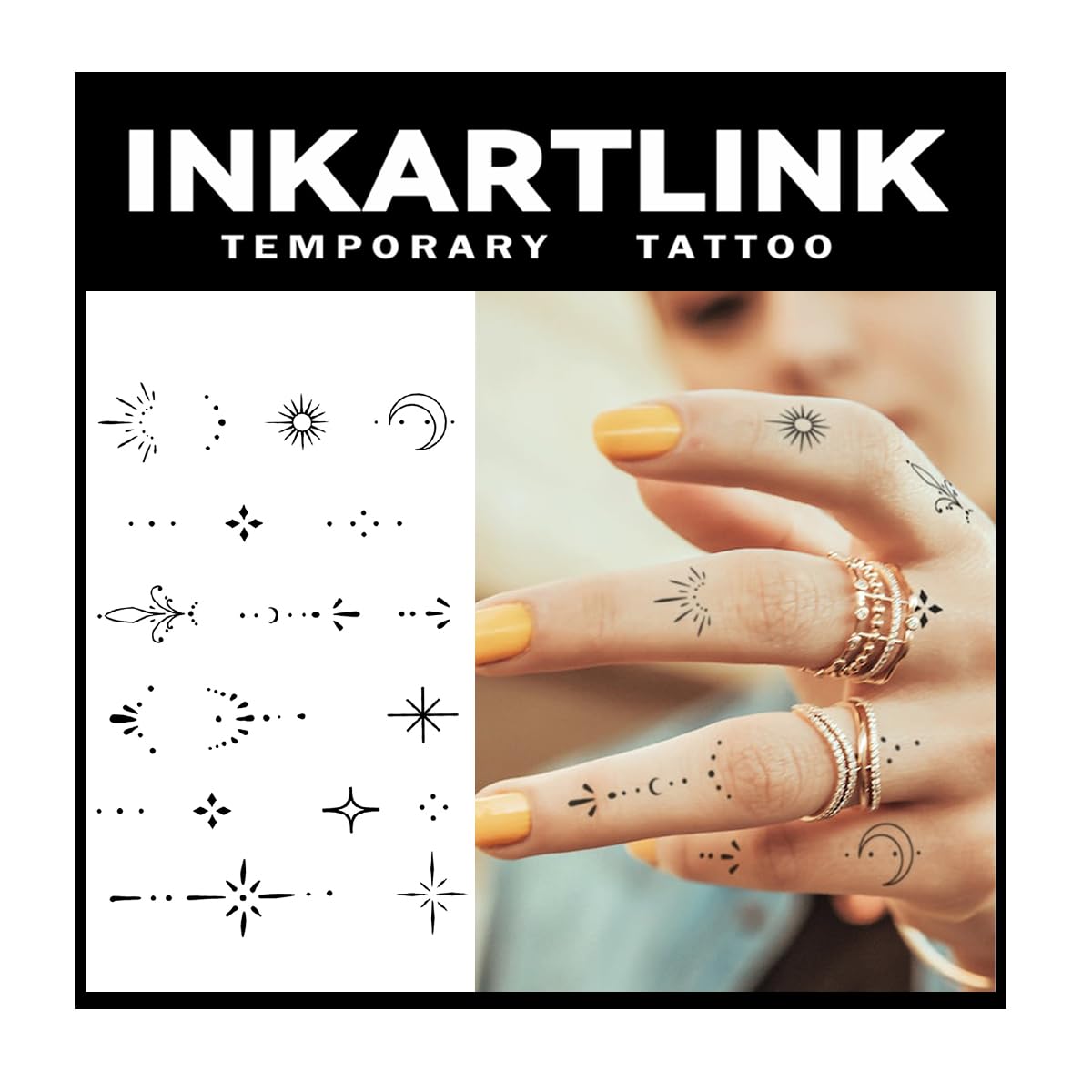 INKARTLINK Tattoo Tech: 2 Sheets Medium Semi-Permanent Tattoos – Lasts 1-2 Weeks