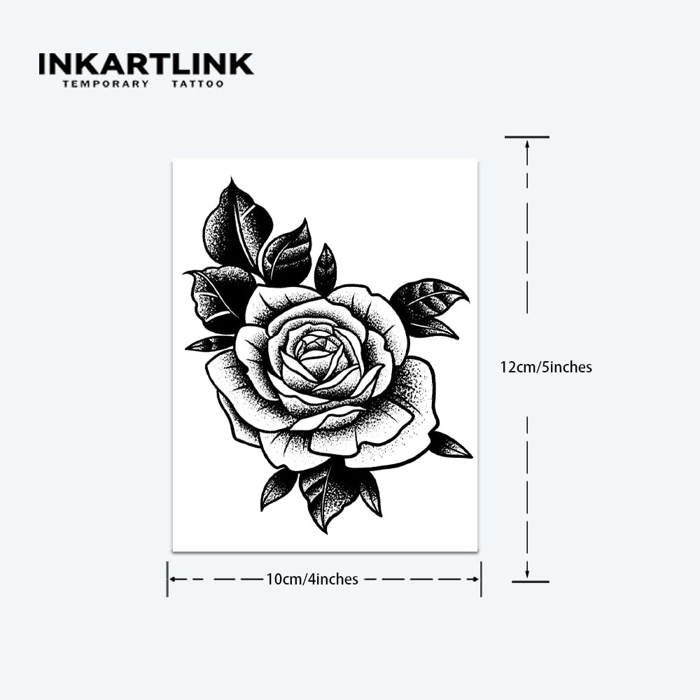 INKARTLINK Tattoo Tech – Large Semi-Permanent Flower Design Tattoos (1–2 Weeks, Waterproof)