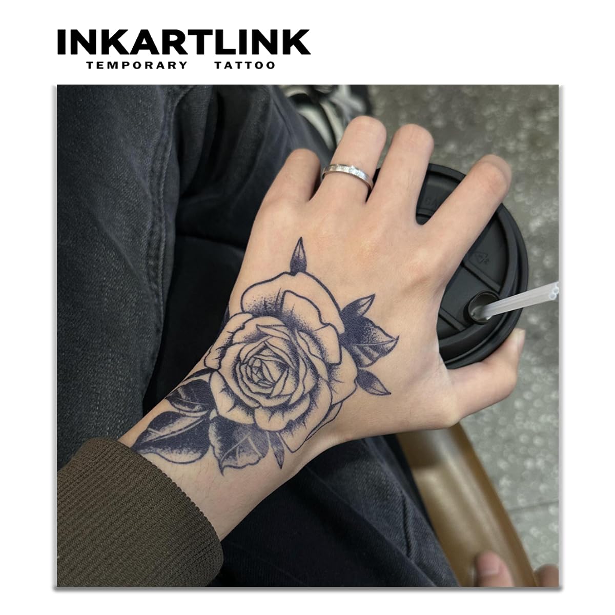 INKARTLINK Tattoo Tech – Large Semi-Permanent Flower Design Tattoos (1–2 Weeks, Waterproof)