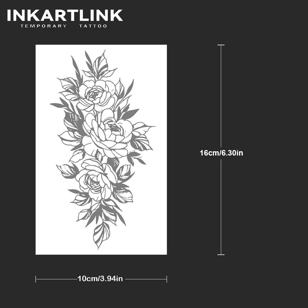 INKARTLINK 2 Sheets Extra Large Semi-Permanent Tattoos – Blooming Cascade, Waterproof & Realistic