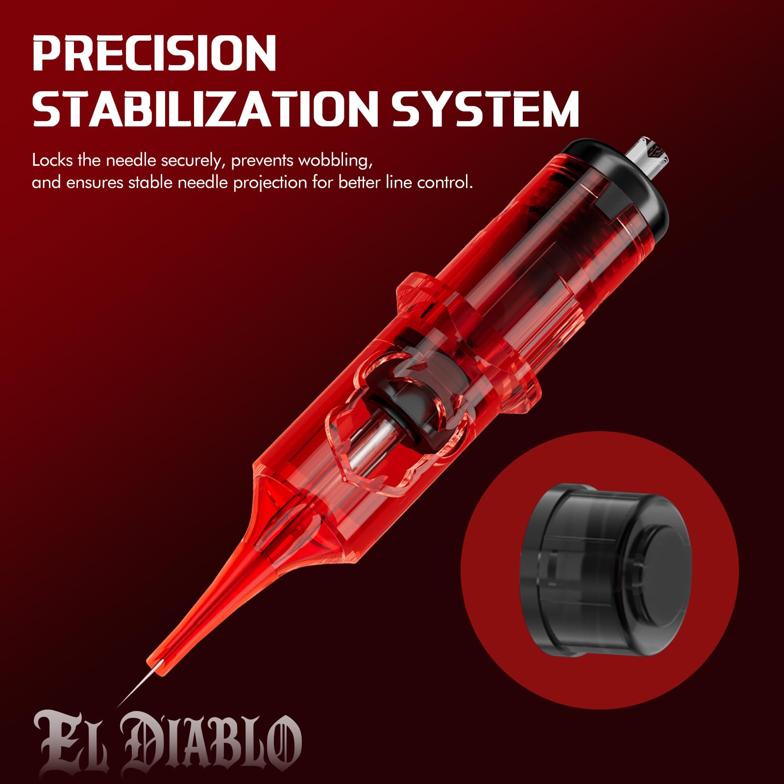 INKin EL Diablo 1017M1C Tattoo Needles – 17R Magnum #10 Bugpin 0.3mm Disposable Cartridges with Silicone Grips