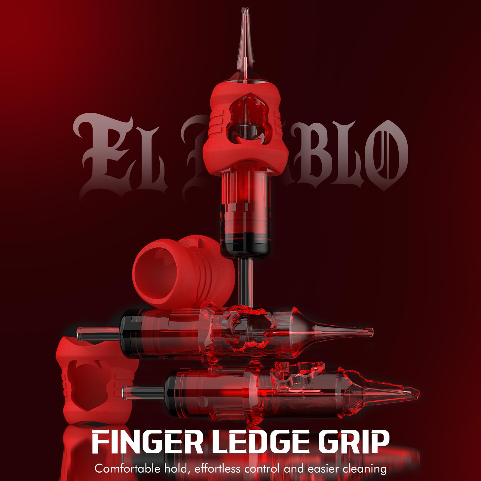 INKin 3RL Tattoo Cartridges #12 Standard 0.35mm – EL Diablo with Silicone Grip, 13mm Extended Tip, Precise Lining