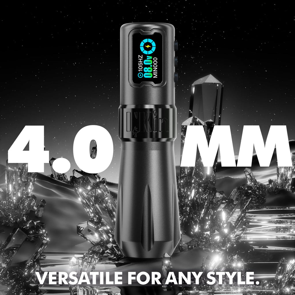 INKin Rampage Wireless Tattoo Machine — 4.0mm Stroke, 39mm Grip, 10,000 RPM Brushless Motor