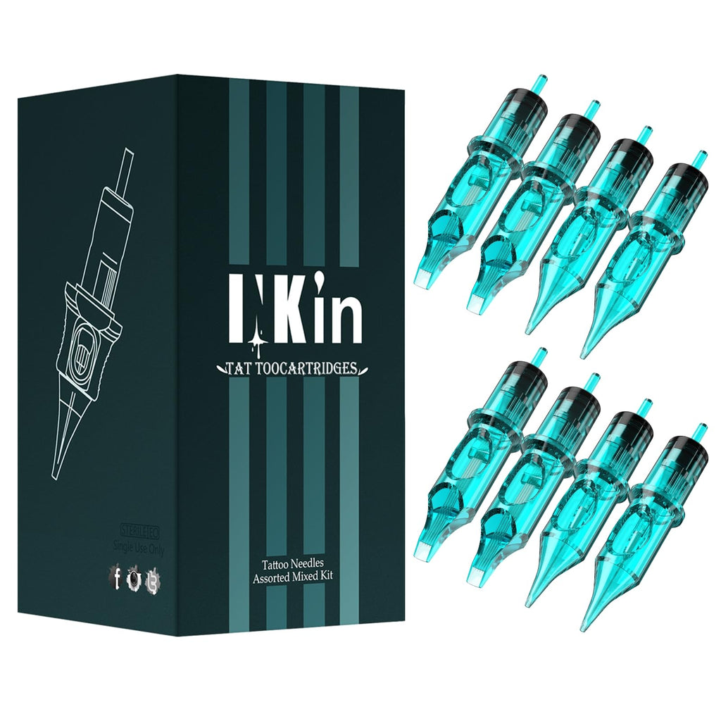 INKin Tattoo Needles Assorted 50pcs #12 Mixed 3RL/5RL/7RL/9RL/14RL Cartridges – Durable, Stable, Sterilized