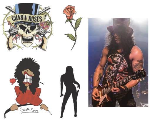 InkWear Slash Guitarist Temporary Tattoos – Realistic Transfer Tattoos for Costumes