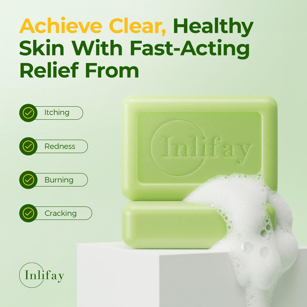 Inlifay Antifungal Soap Bar for Men — Tea Tree Fungus Soap for Athlete's Foot, Jock Itch, Ringworm