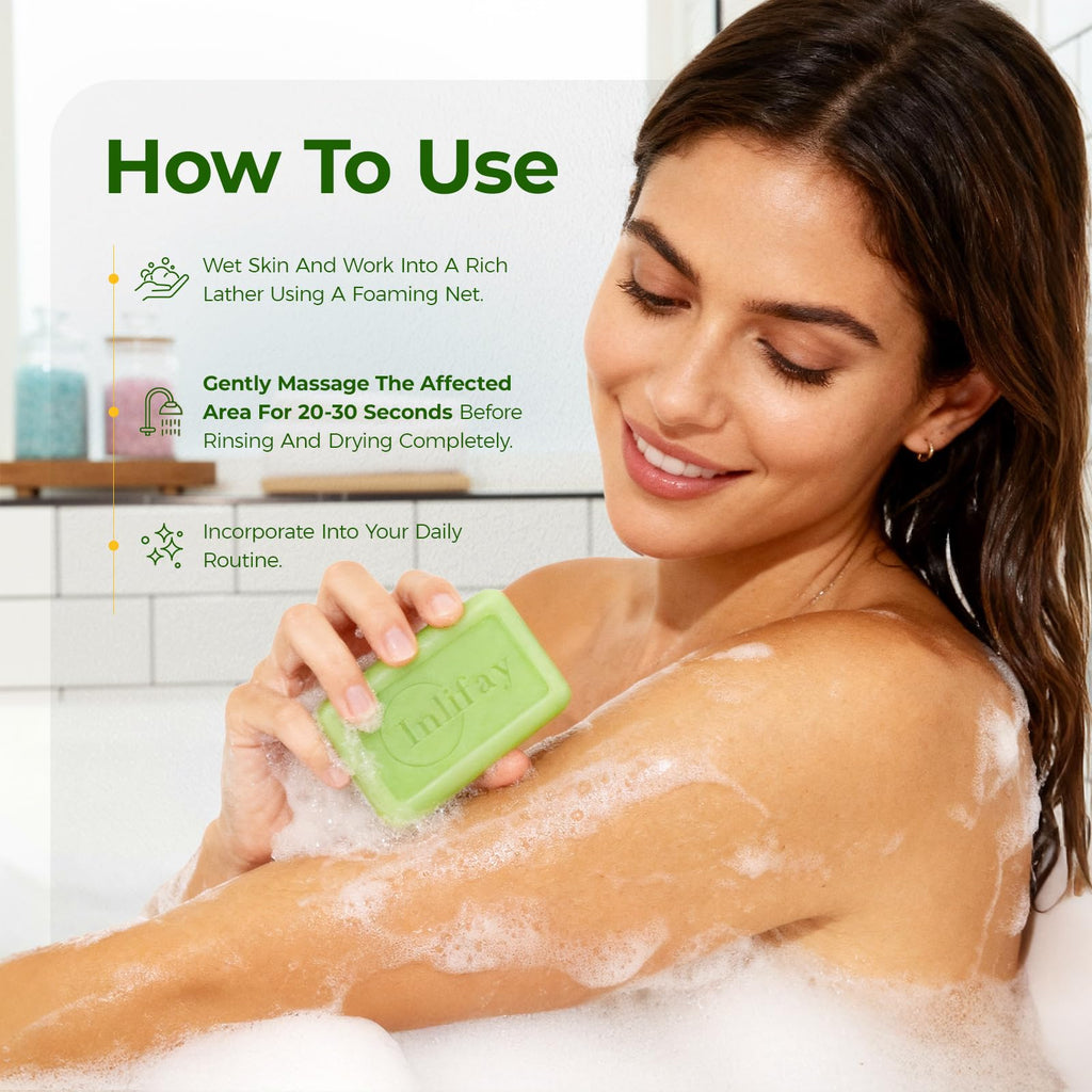 Inlifay Antifungal Soap Bar for Men — Tea Tree Fungus Soap for Athlete's Foot, Jock Itch, Ringworm