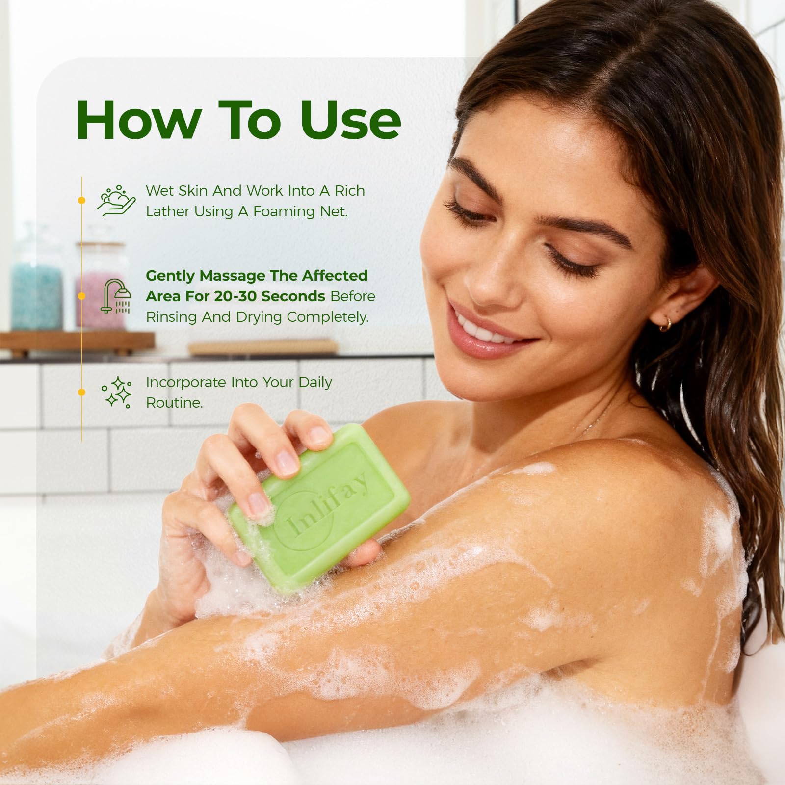 Inlifay Antifungal Soap Bar for Men — Tea Tree Fungus Soap for Athlete's Foot, Jock Itch, Ringworm