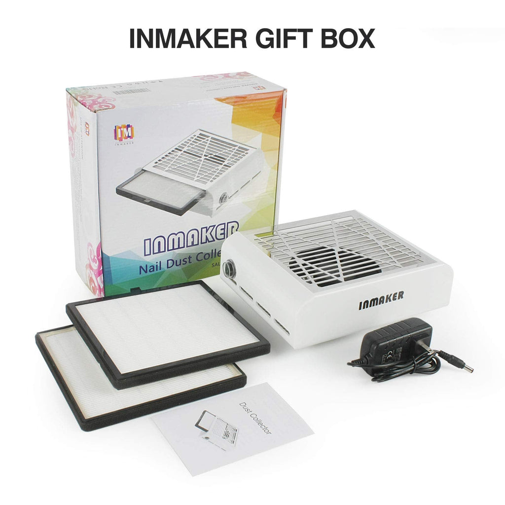INMAKER Nail Dust Collector 60W – 2 Reusable Filters, Vacuum for Acrylic Nails & Gel Extensions