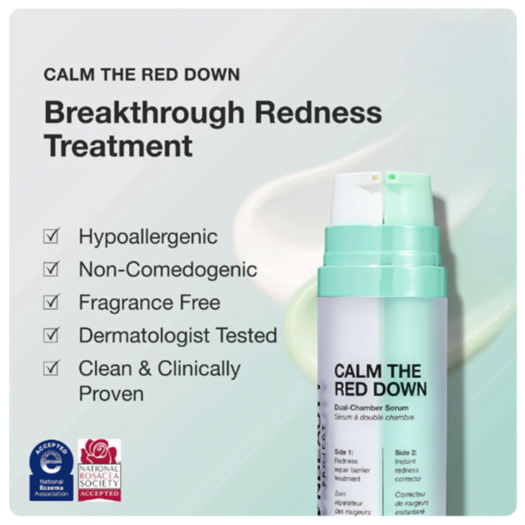 Innbeauty Project Calm the Red Down Dual Chamber Serum – Redness Relief & Barrier Support | 1.7 oz