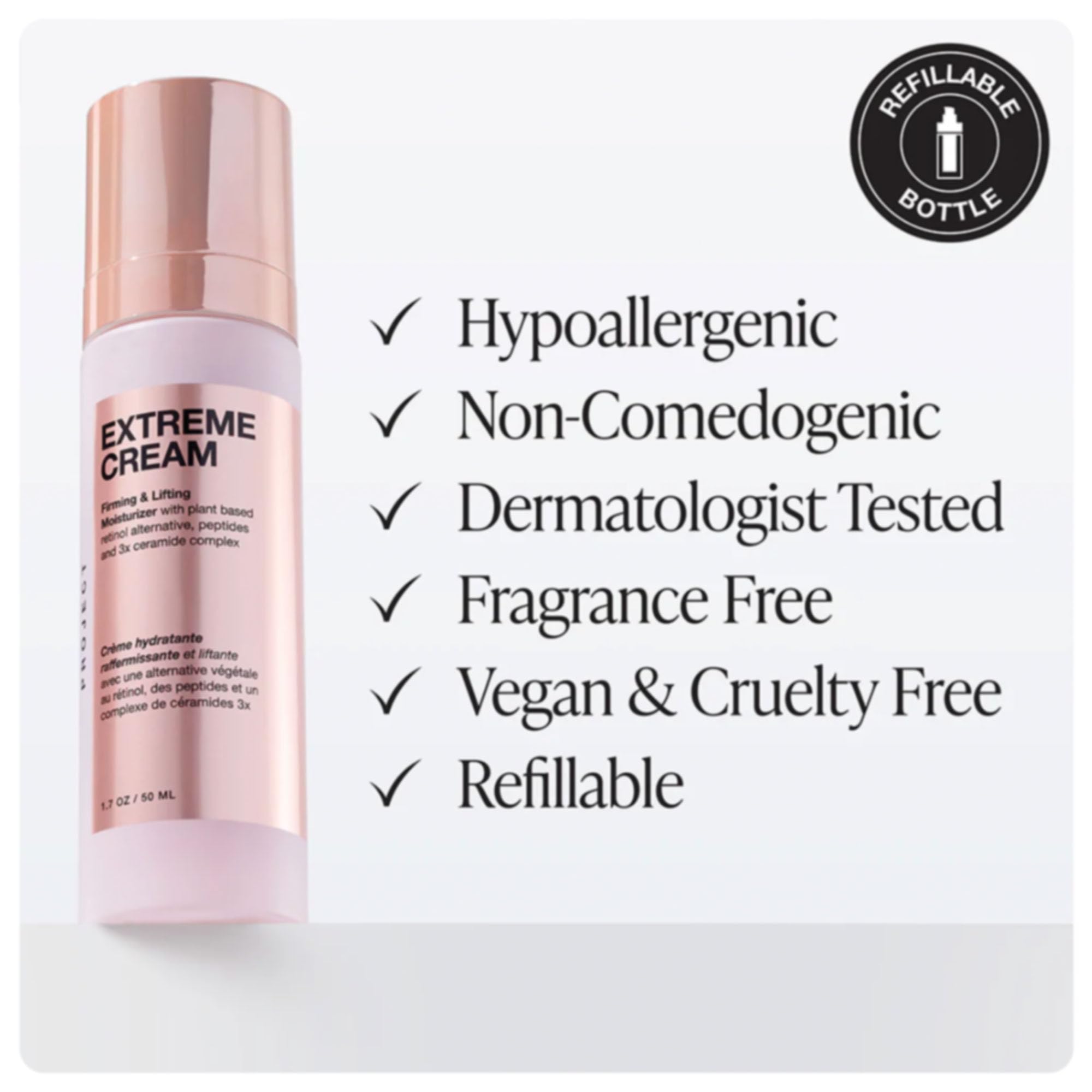 Innbeauty Project Extreme Cream Refill – Anti-Aging Firming & Lifting Moisturizer with Peptides & Bio-Retinol Alternative (1.7 oz)