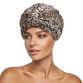 INNELO Luxury Shower Cap for Women – Reusable Double-Layer Waterproof Cap with Adjustable Elastic, Leopard Pattern