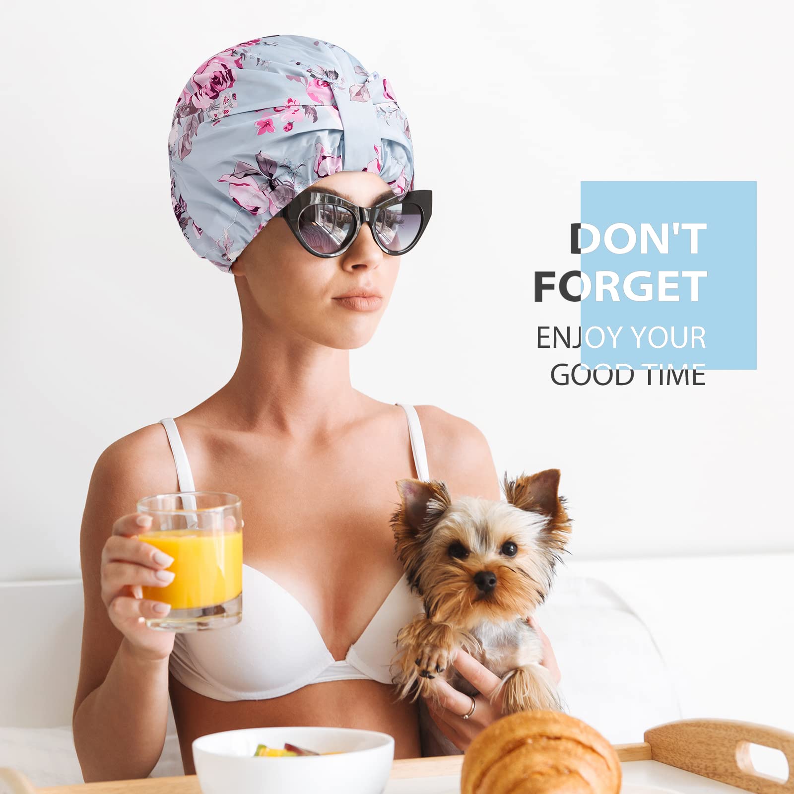 INNELO Luxury Shower Cap for Women – Reusable Waterproof with Satin Lining