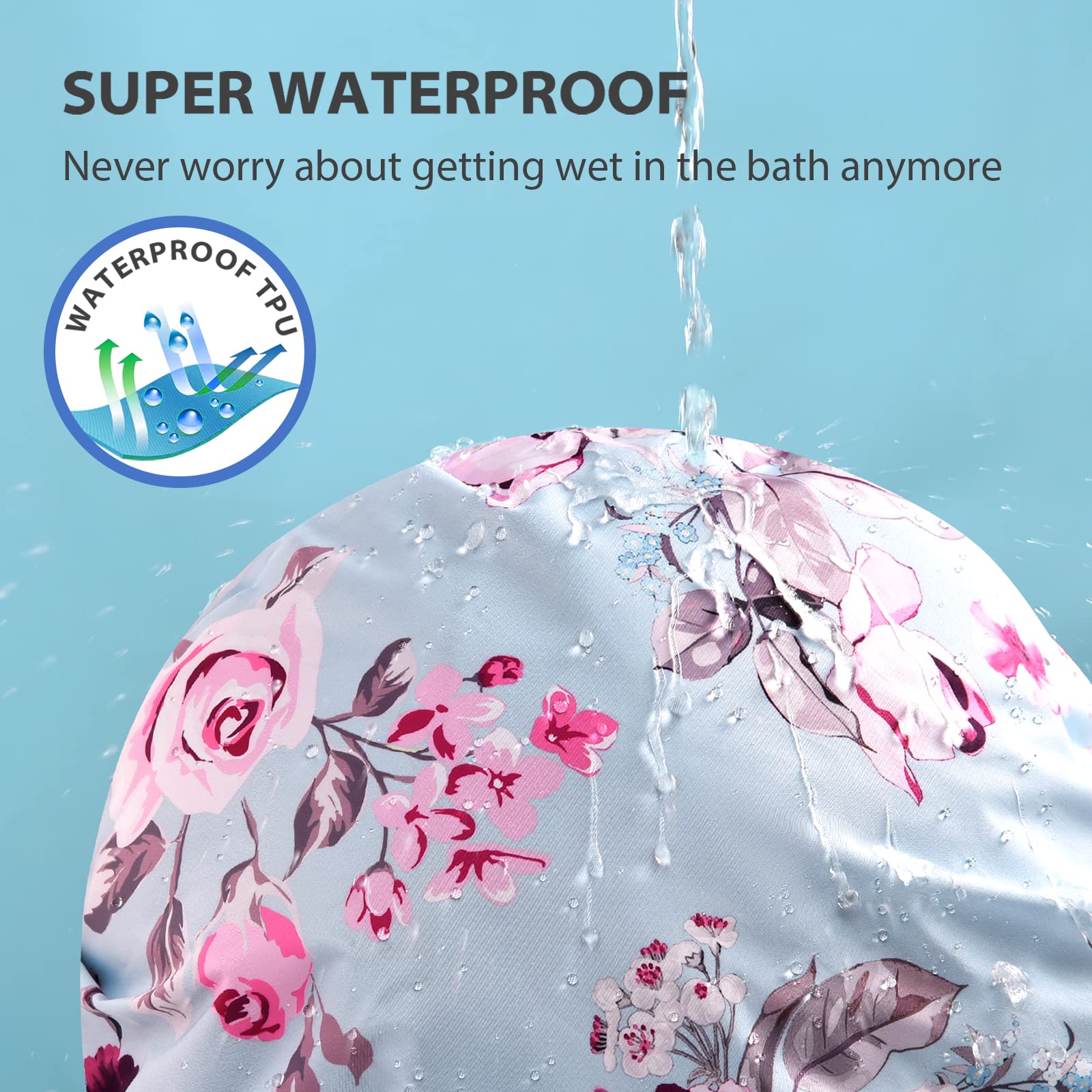 INNELO Luxury Shower Cap for Women – Reusable Waterproof with Satin Lining