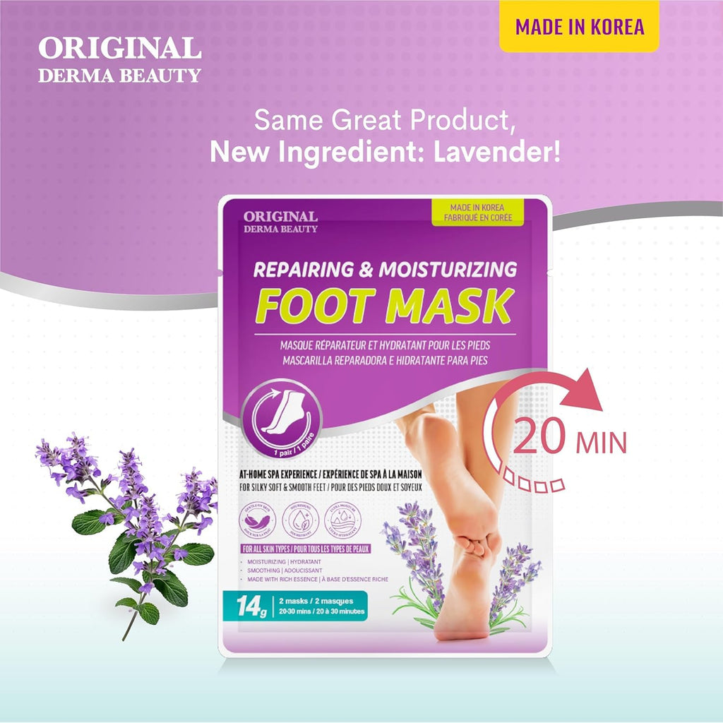 Innerest Original Derma Beauty Foot Mask Lavender – 24 Pairs Moisturizing Foot Care
