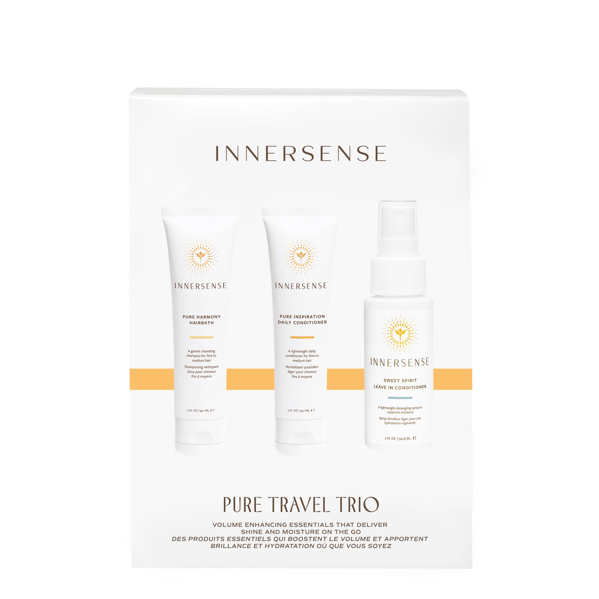 INNERSENSE Organic Beauty – Pure Harmony Travel Hair Trio | Clean, Non-Toxic Haircare